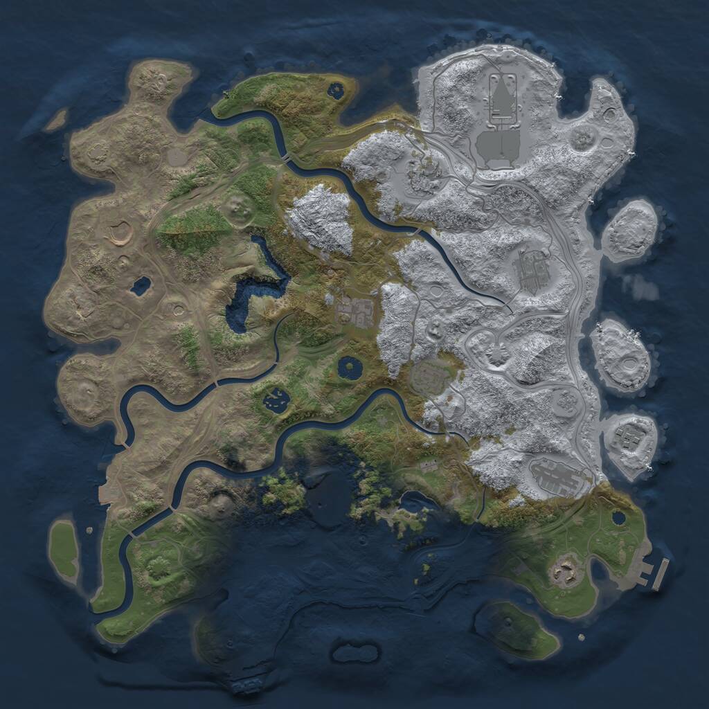 Rust Map: Procedural Map, Size: 4300, Seed: 247329845, 17 Monuments