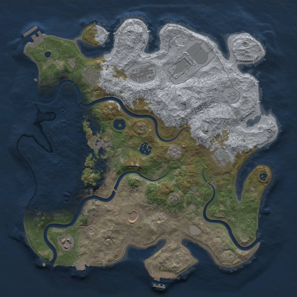 Rust Map: Procedural Map, Size: 3750, Seed: 1966445537, 15 Monuments