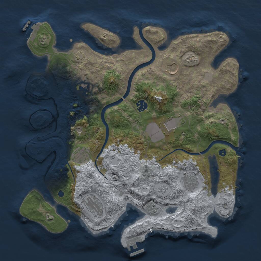 Rust Map: Procedural Map, Size: 3500, Seed: 269802191, 14 Monuments