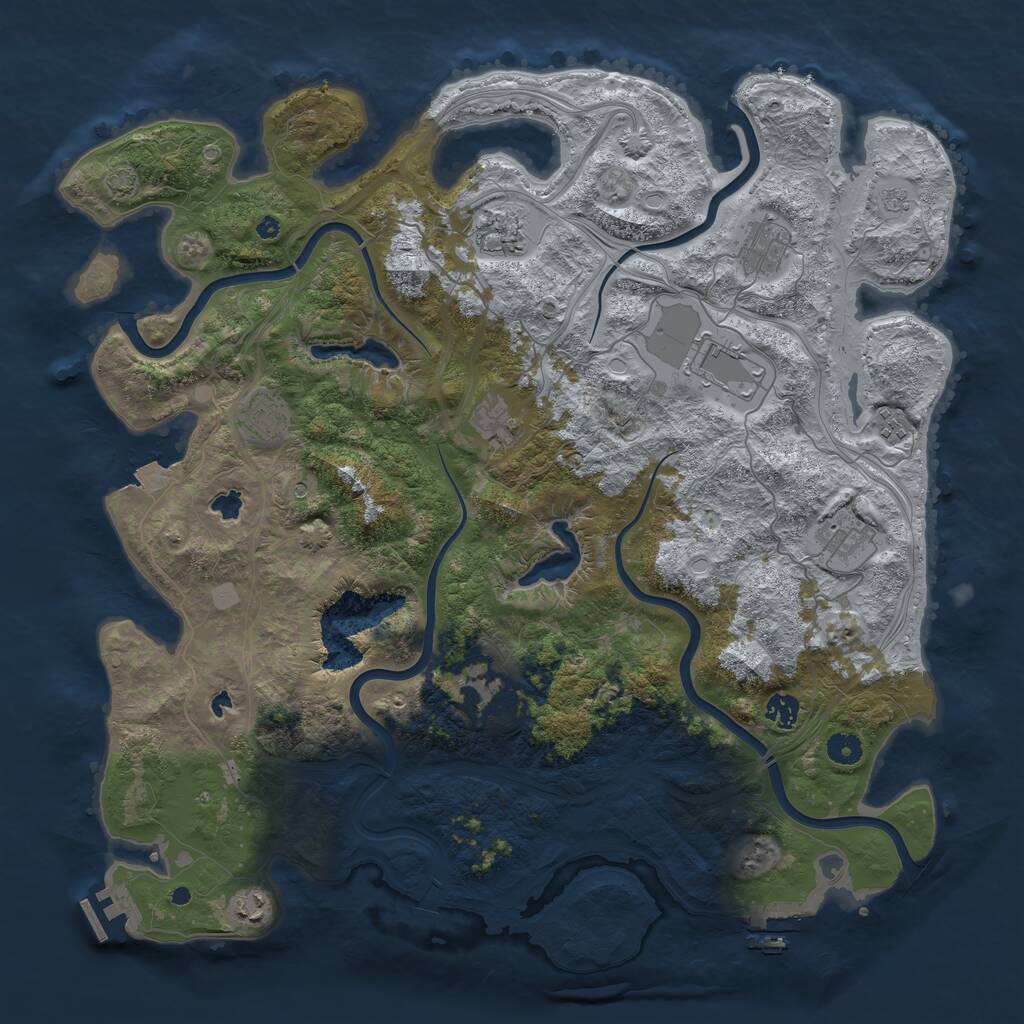 Rust Map: Procedural Map, Size: 4500, Seed: 47231, 16 Monuments