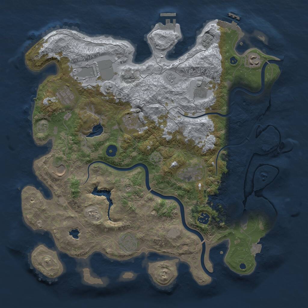 Rust Map: Procedural Map, Size: 4000, Seed: 858158771, 16 Monuments