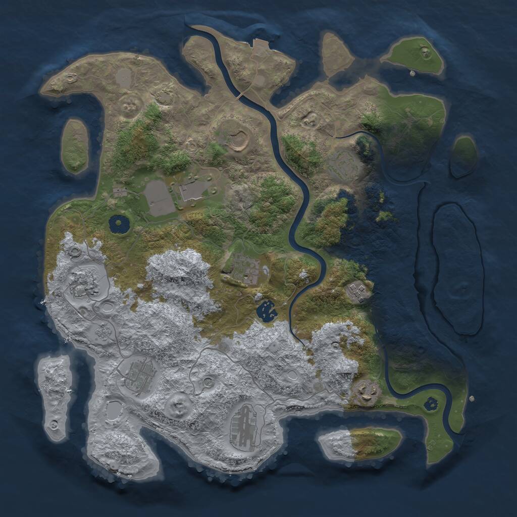 Rust Map: Procedural Map, Size: 3800, Seed: 1488452590, 14 Monuments