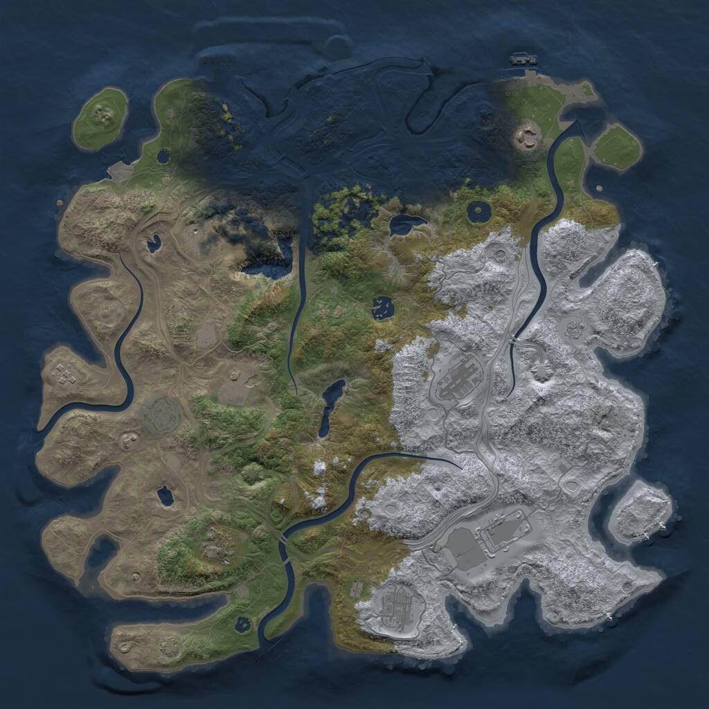Rust Map: Procedural Map, Size: 4500, Seed: 6111735, 16 Monuments