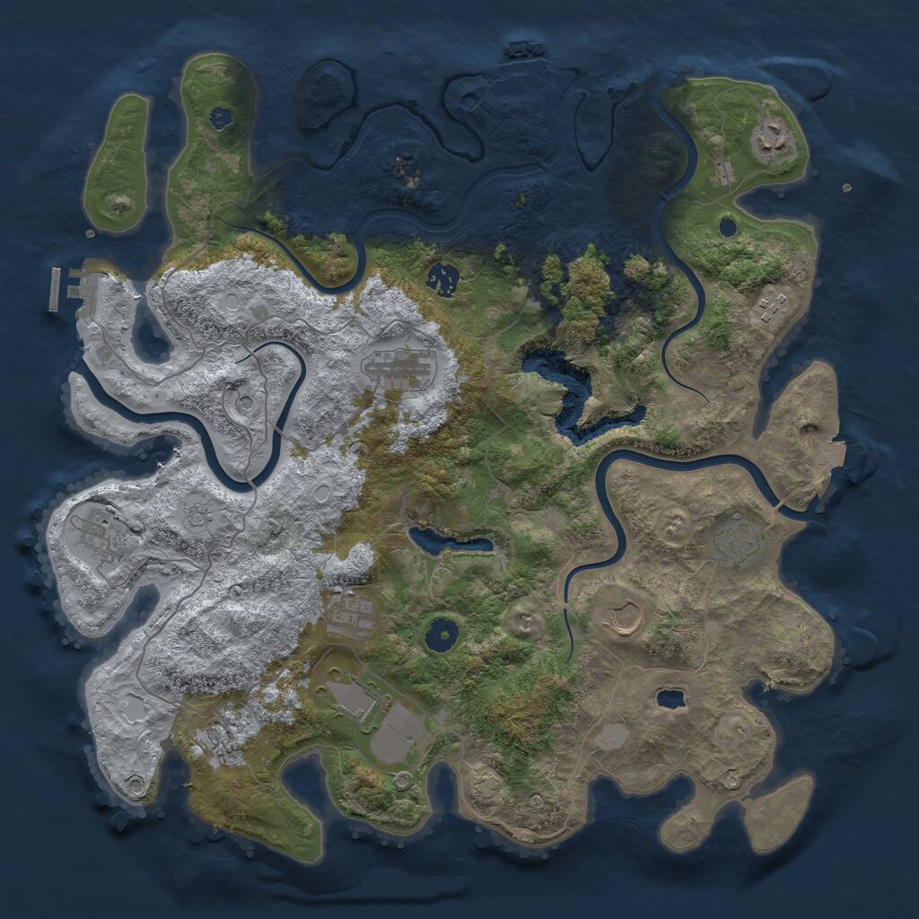 Rust Map: Procedural Map, Size: 4200, Seed: 444444, 16 Monuments