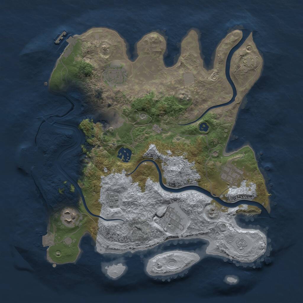 Rust Map: Procedural Map, Size: 3200, Seed: 4734221, 13 Monuments