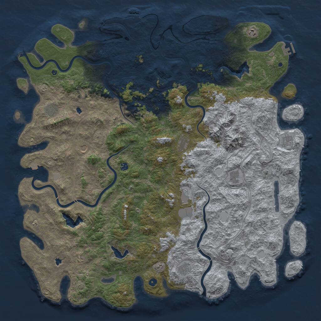 Rust Map: Procedural Map, Size: 6000, Seed: 1455087055, 17 Monuments