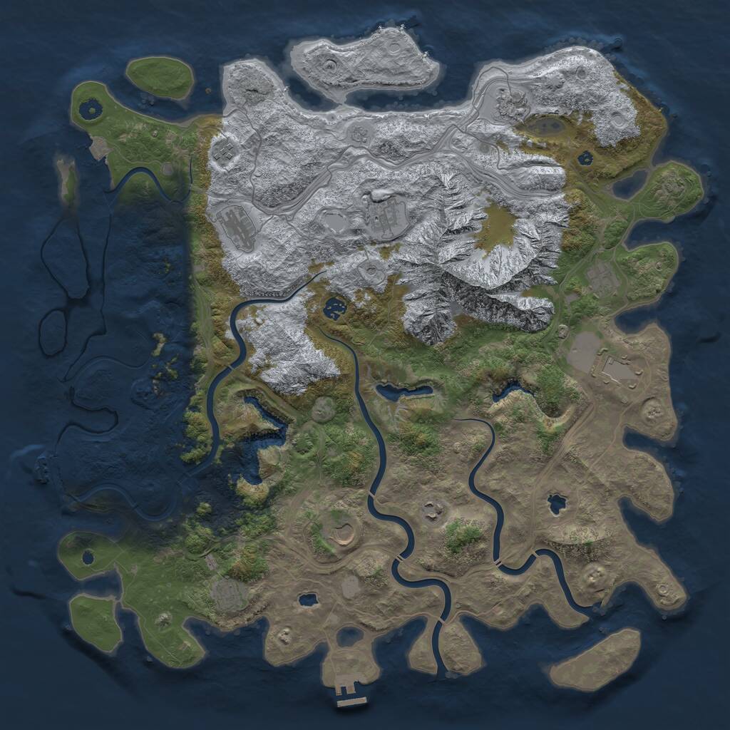 Rust Map: Procedural Map, Size: 5000, Seed: 647407101, 16 Monuments
