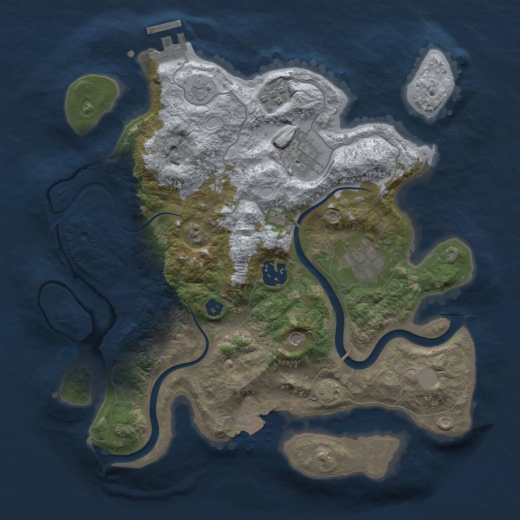 Rust Map: Procedural Map, Size: 3000, Seed: 842913, 9 Monuments