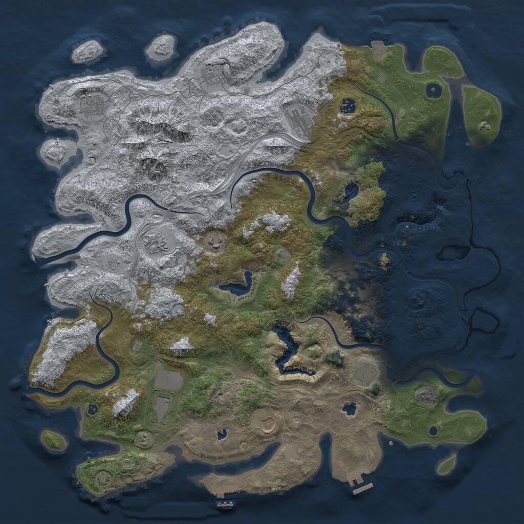 Rust Map: Procedural Map, Size: 5000, Seed: 2122010553, 17 Monuments
