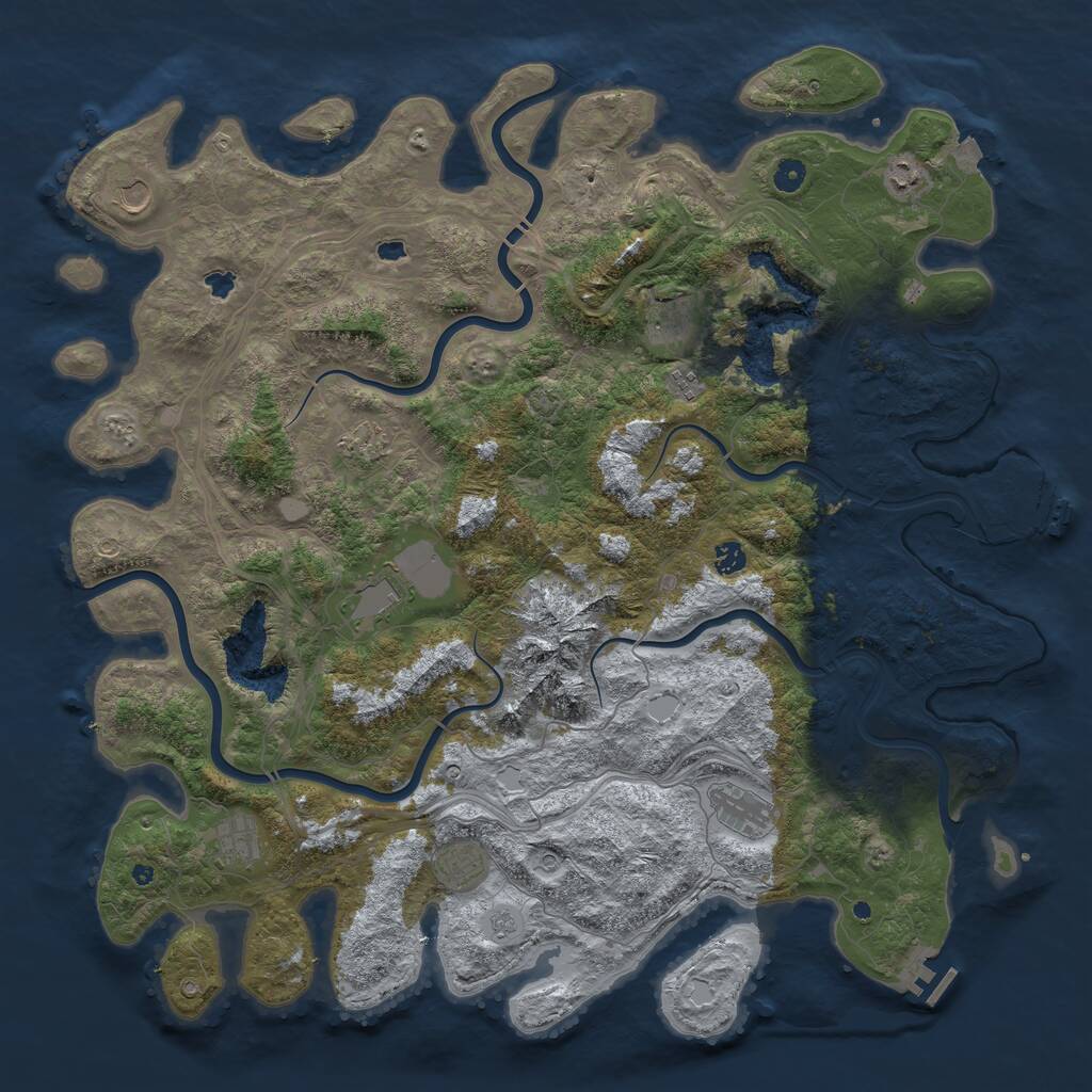 Rust Map: Procedural Map, Size: 5000, Seed: 878071236, 16 Monuments