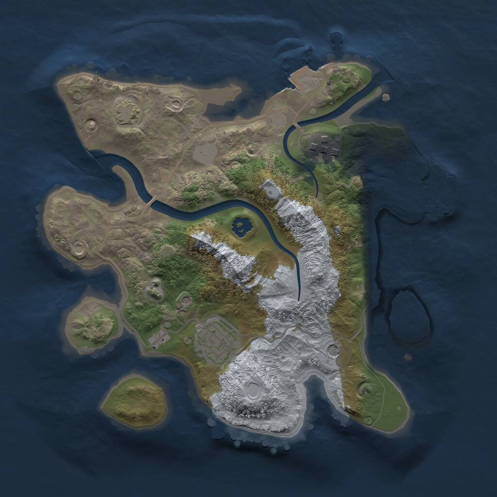 Rust Map: Procedural Map, Size: 2500, Seed: 287175241, 6 Monuments