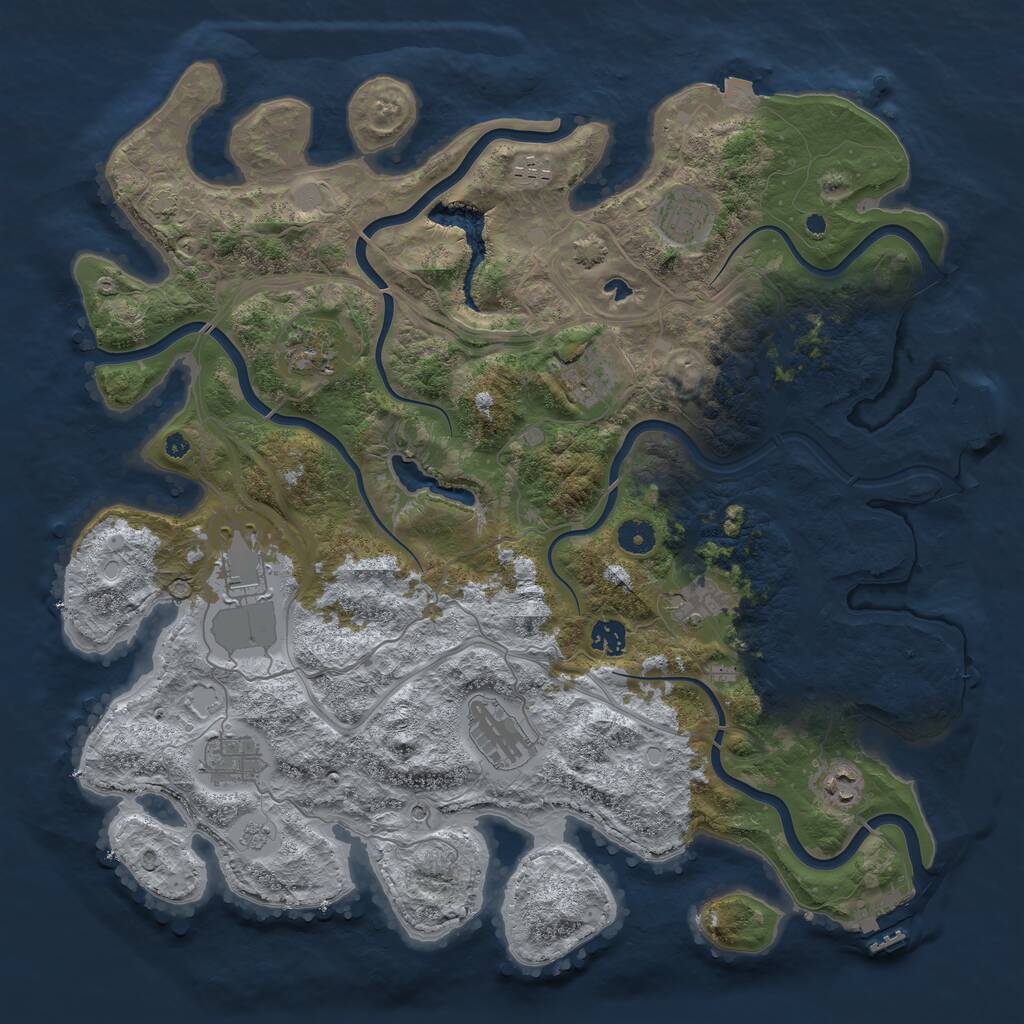 Rust Map: Procedural Map, Size: 4250, Seed: 1240150777, 16 Monuments