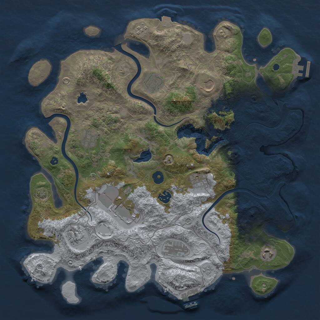 Rust Map: Procedural Map, Size: 4000, Seed: 603701006, 16 Monuments