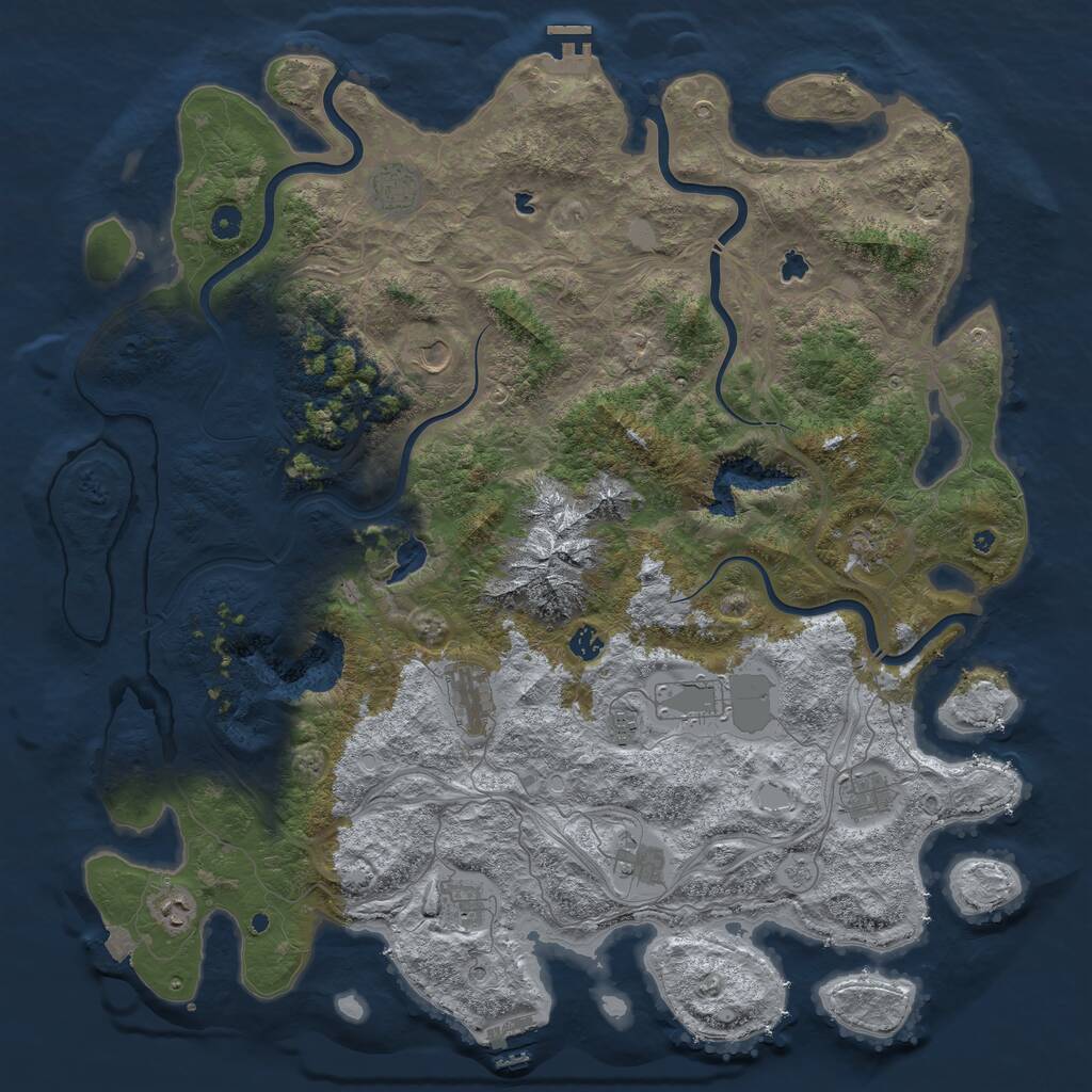 Rust Map: Procedural Map, Size: 5000, Seed: 281429386, 17 Monuments