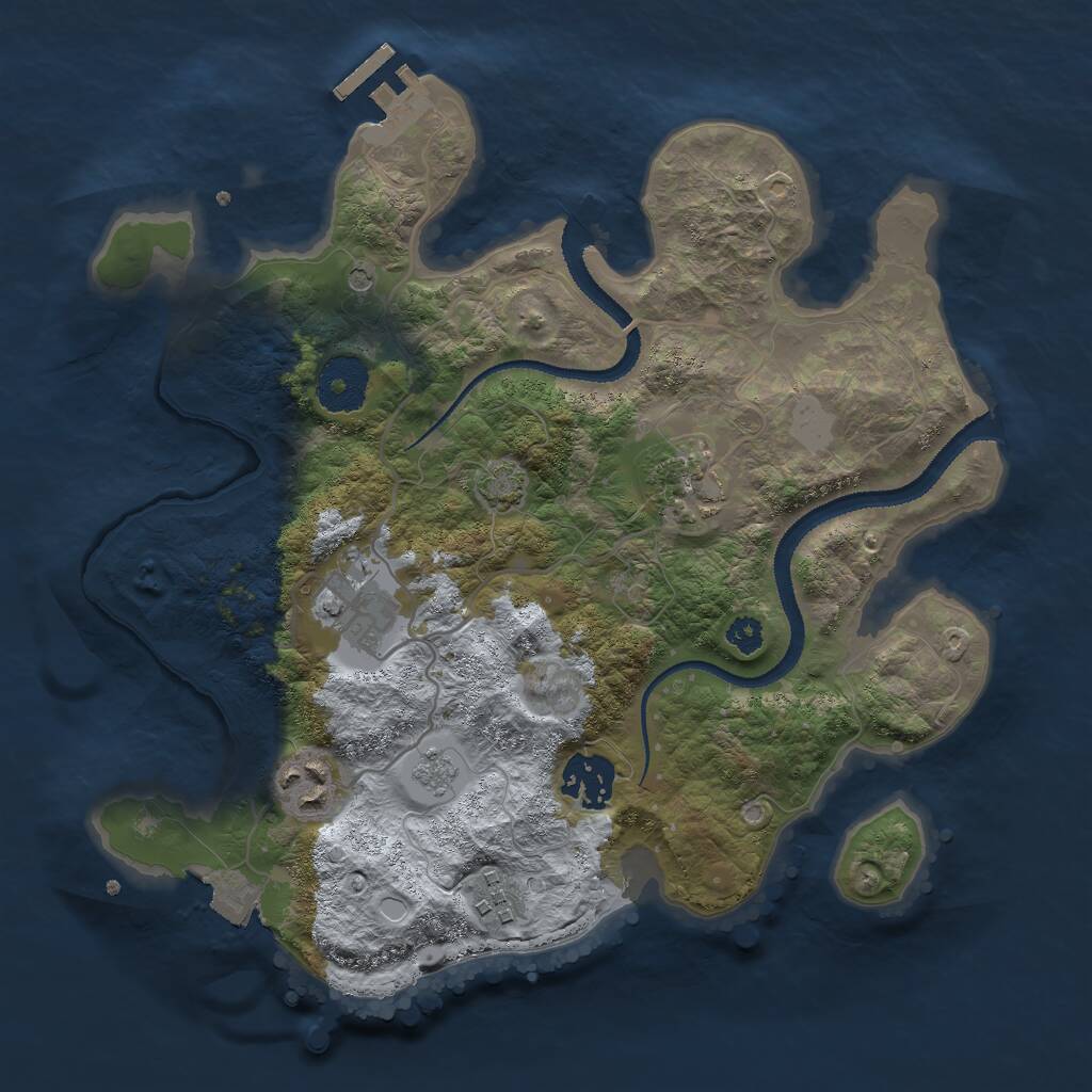Rust Map: Procedural Map, Size: 3000, Seed: 1051268244, 10 Monuments