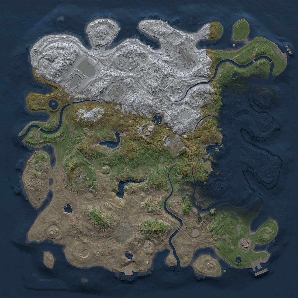 Rust Map: Procedural Map, Size: 4500, Seed: 62134236, 16 Monuments