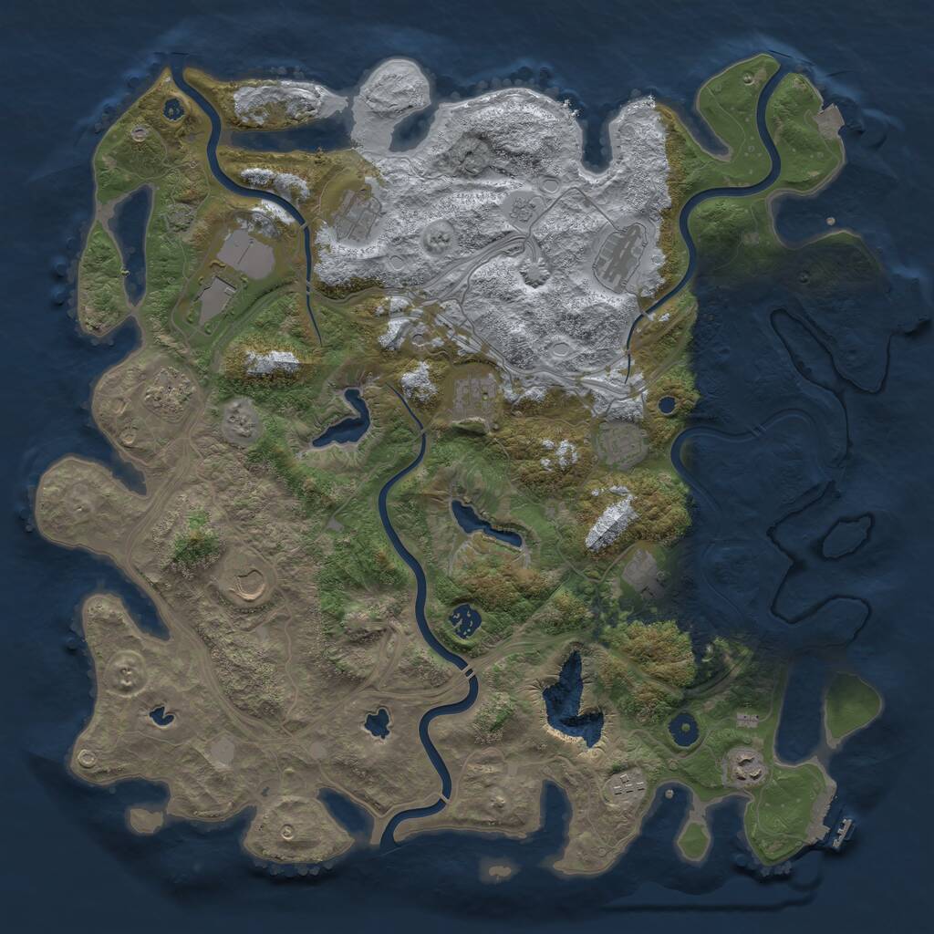 Rust Map: Procedural Map, Size: 4500, Seed: 1387064457, 17 Monuments