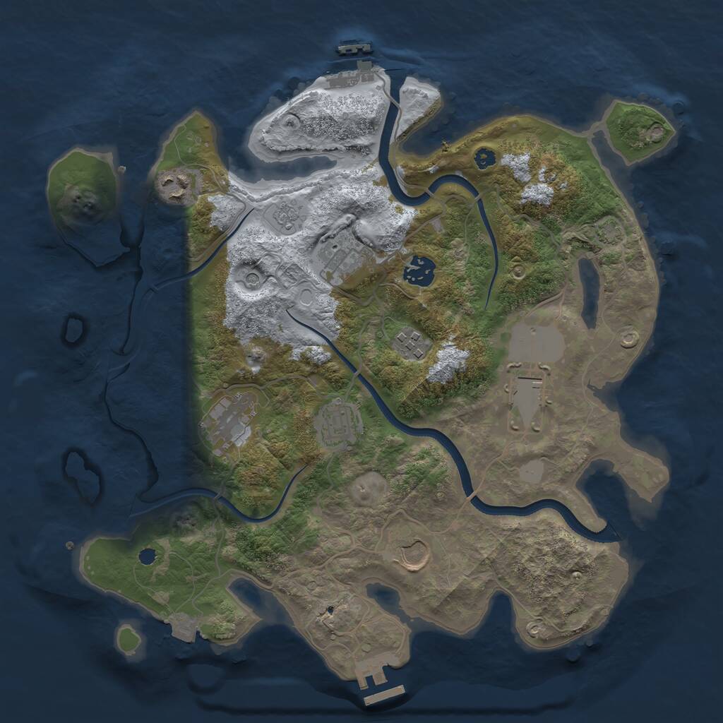 Rust Map: Procedural Map, Size: 3500, Seed: 732584341, 14 Monuments