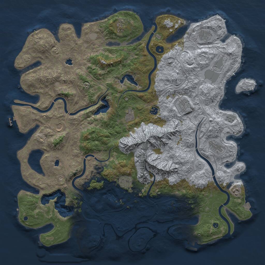 Rust Map: Procedural Map, Size: 5000, Seed: 437702467, 17 Monuments