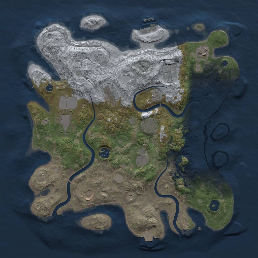 Rust Map: Procedural Map, Size: 3650, Seed: 465988, 15 Monuments
