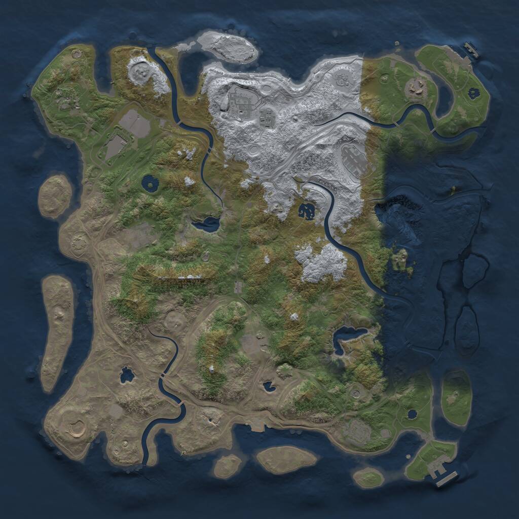 Rust Map: Procedural Map, Size: 4500, Seed: 1205299699, 17 Monuments