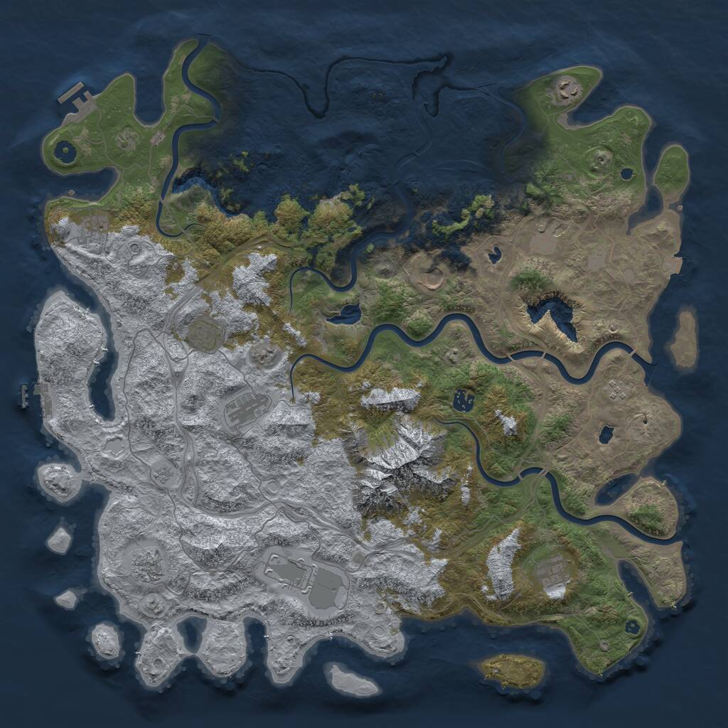 Rust Map: Procedural Map, Size: 5000, Seed: 59999, 17 Monuments