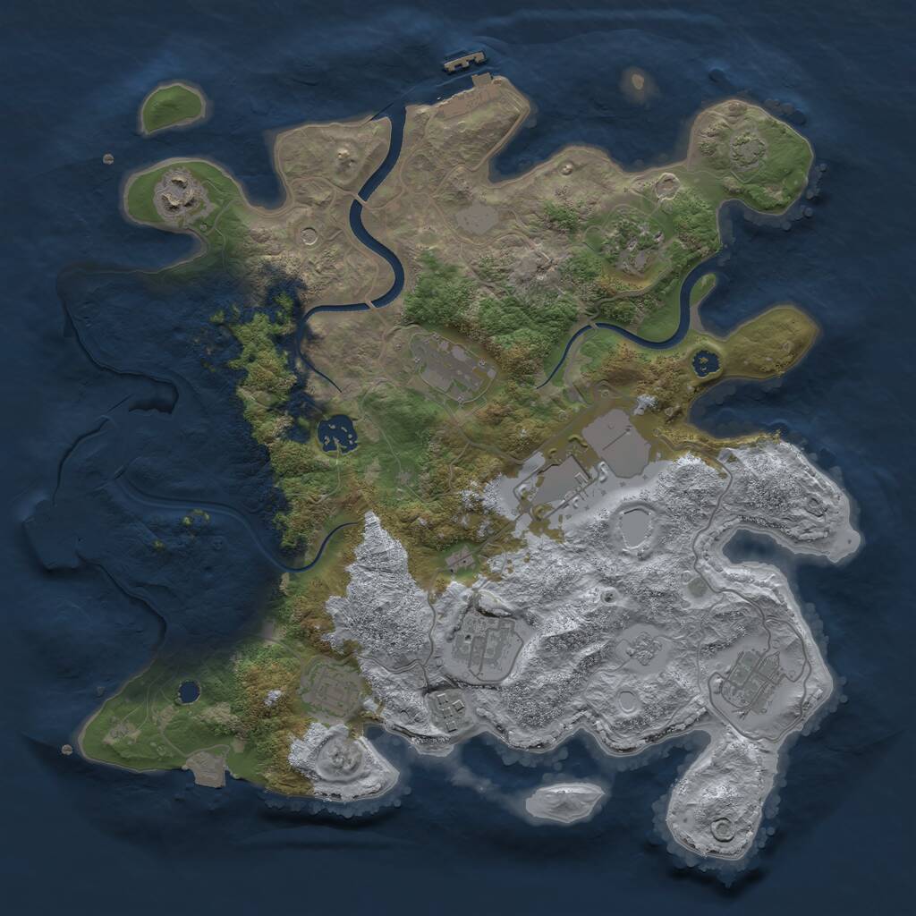Rust Map: Procedural Map, Size: 3500, Seed: 45249, 15 Monuments