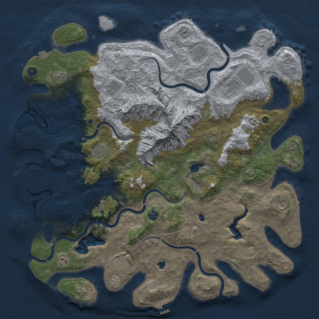 Rust Map: Procedural Map, Size: 5000, Seed: 789654123, 17 Monuments