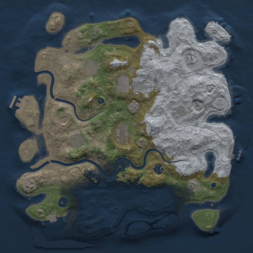 Rust Map: Procedural Map, Size: 3950, Seed: 873609564, 16 Monuments
