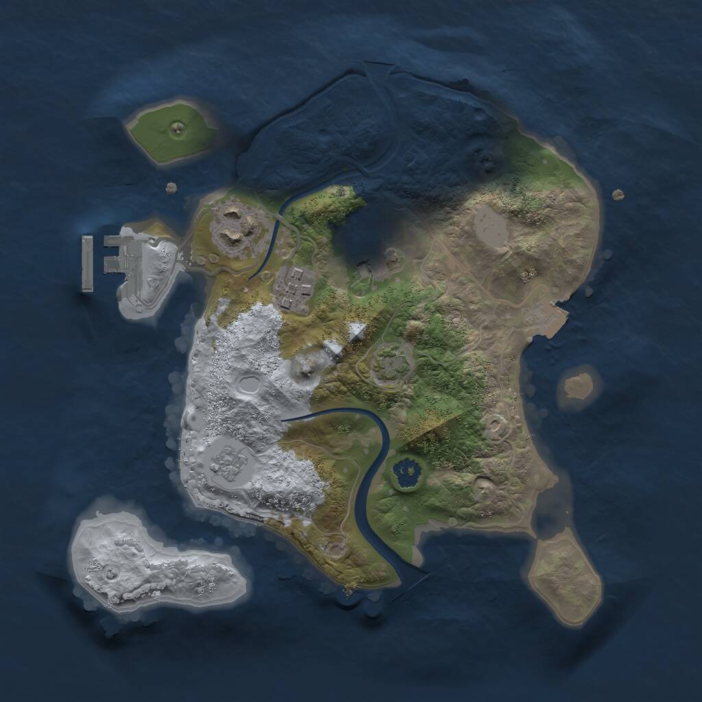 Rust Map: Procedural Map, Size: 2500, Seed: 1744059443, 7 Monuments