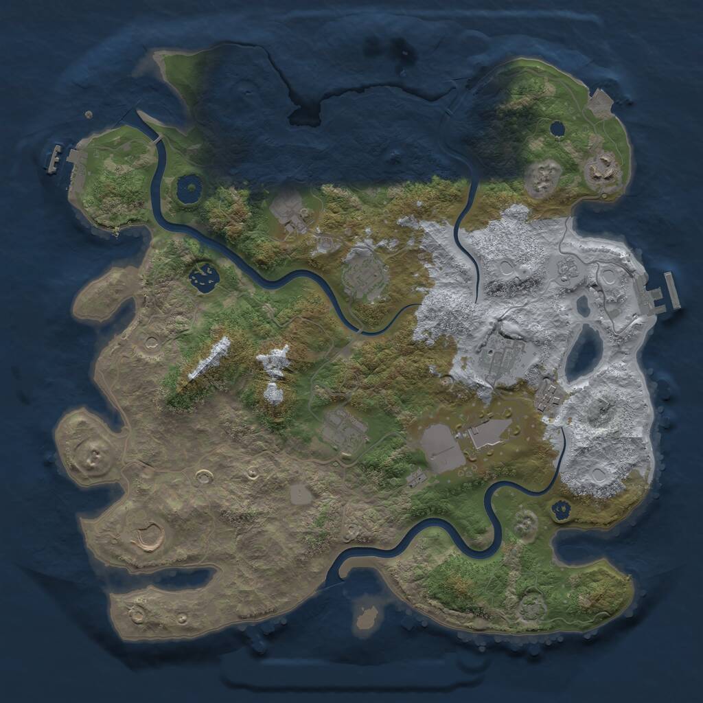 Rust Map: Procedural Map, Size: 3750, Seed: 1021036227, 15 Monuments