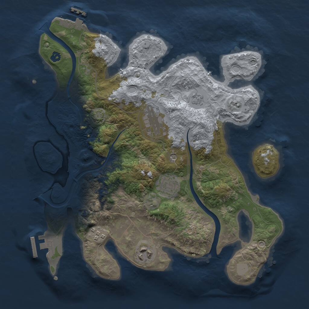 Rust Map: Procedural Map, Size: 3000, Seed: 1176585737, 10 Monuments