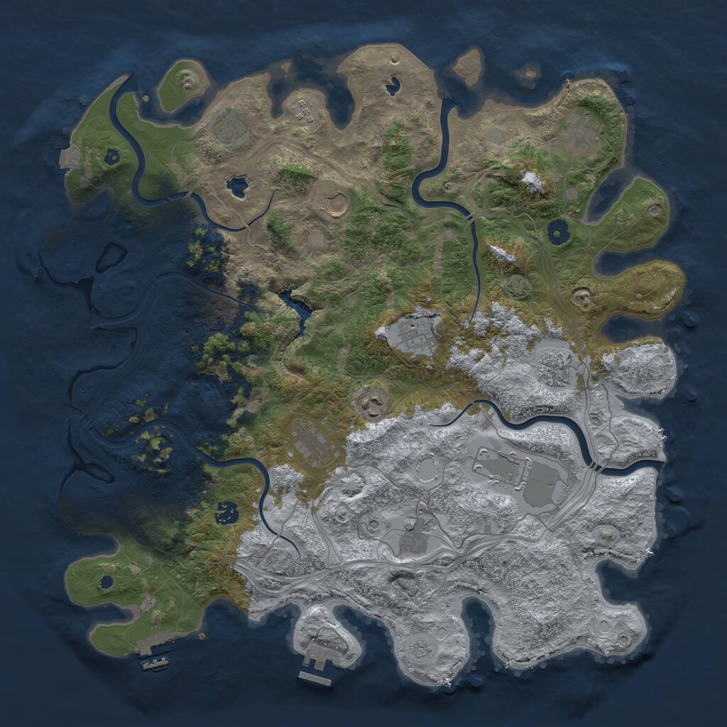 Rust Map: Procedural Map, Size: 4500, Seed: 866690622, 17 Monuments