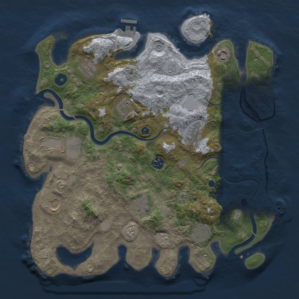 Rust Map: Procedural Map, Size: 3750, Seed: 86573, 16 Monuments