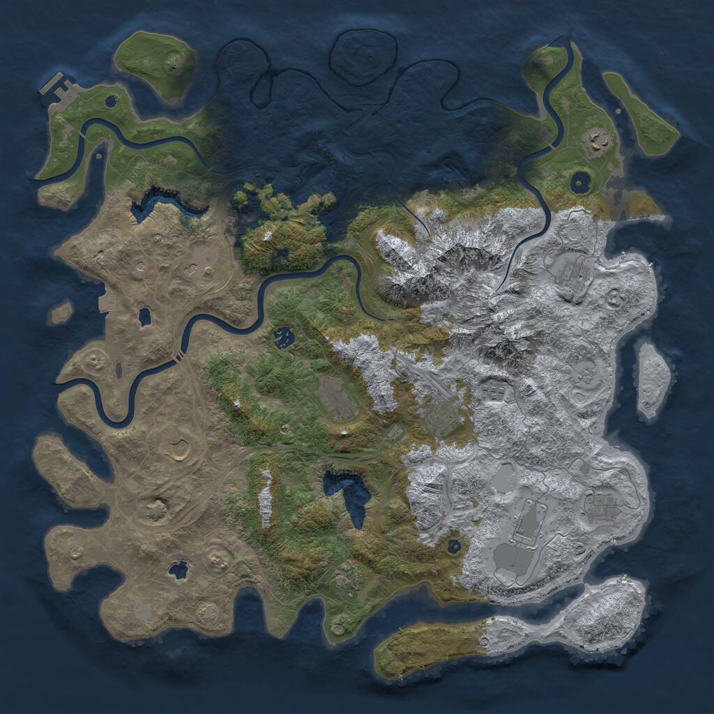 Rust Map: Procedural Map, Size: 5000, Seed: 1676767, 16 Monuments