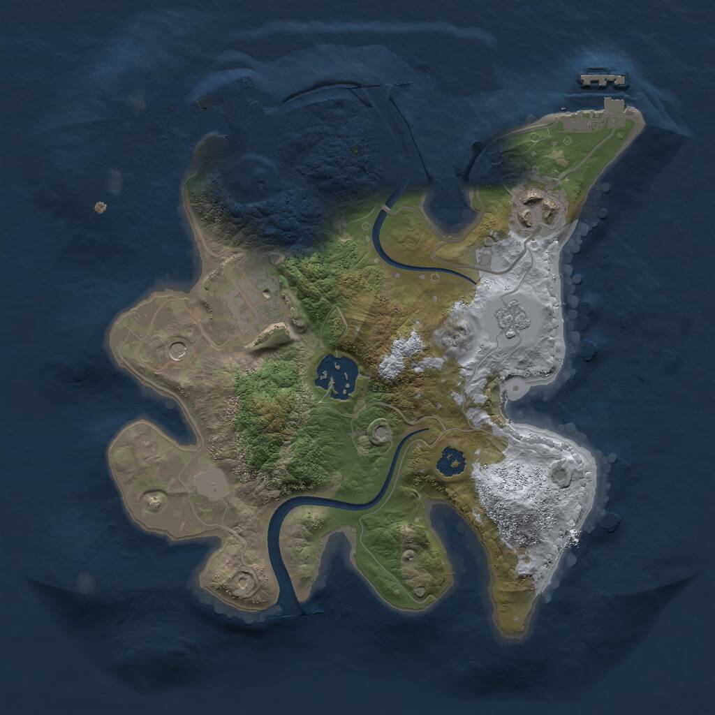Rust Map: Procedural Map, Size: 2500, Seed: 12520, 8 Monuments