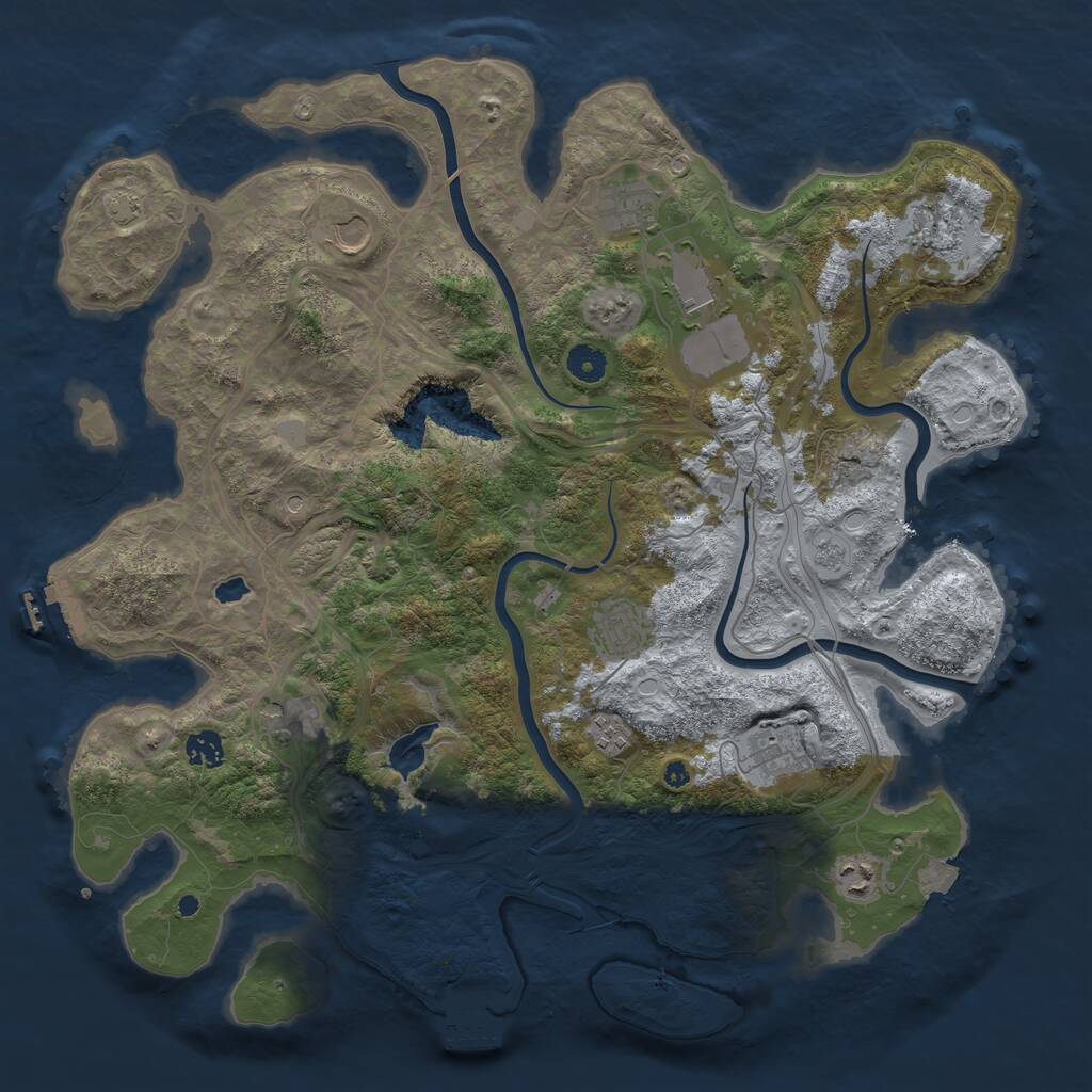 Rust Map: Procedural Map, Size: 4250, Seed: 388804102, 16 Monuments