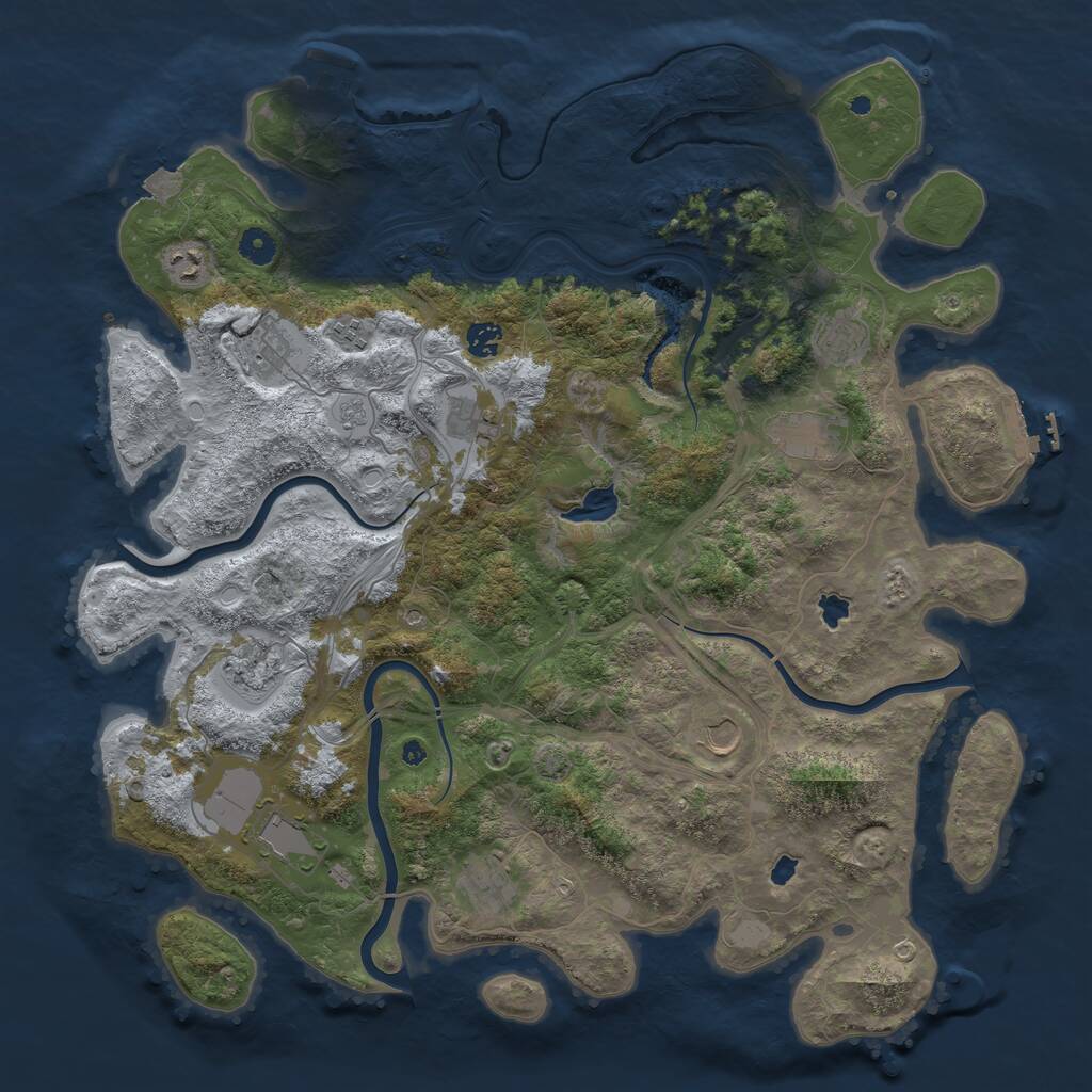 Rust Map: Procedural Map, Size: 4500, Seed: 1255375646, 17 Monuments