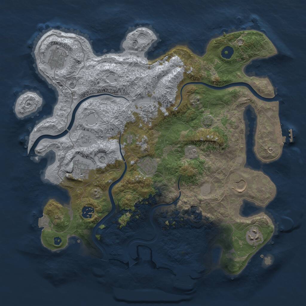 Rust Map: Procedural Map, Size: 3700, Seed: 58154, 14 Monuments