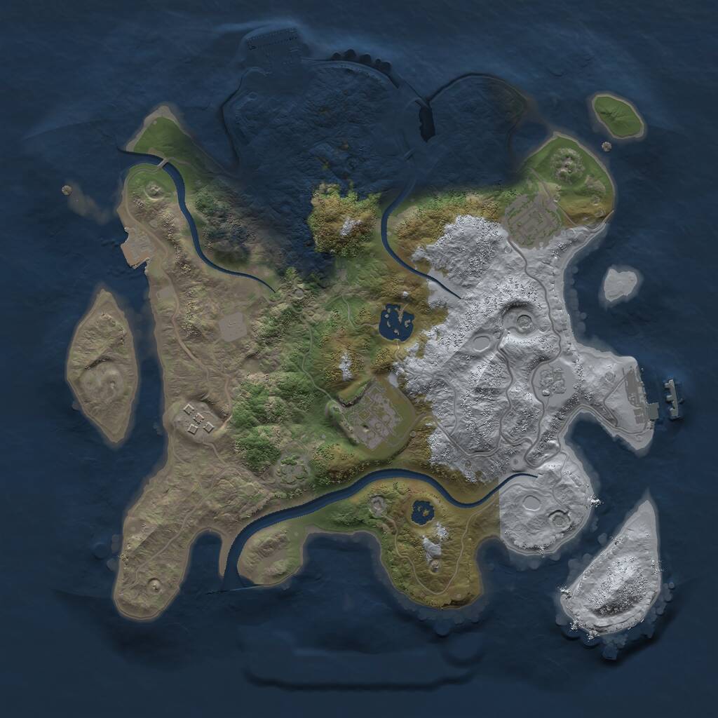 Rust Map: Procedural Map, Size: 3000, Seed: 39097920, 10 Monuments