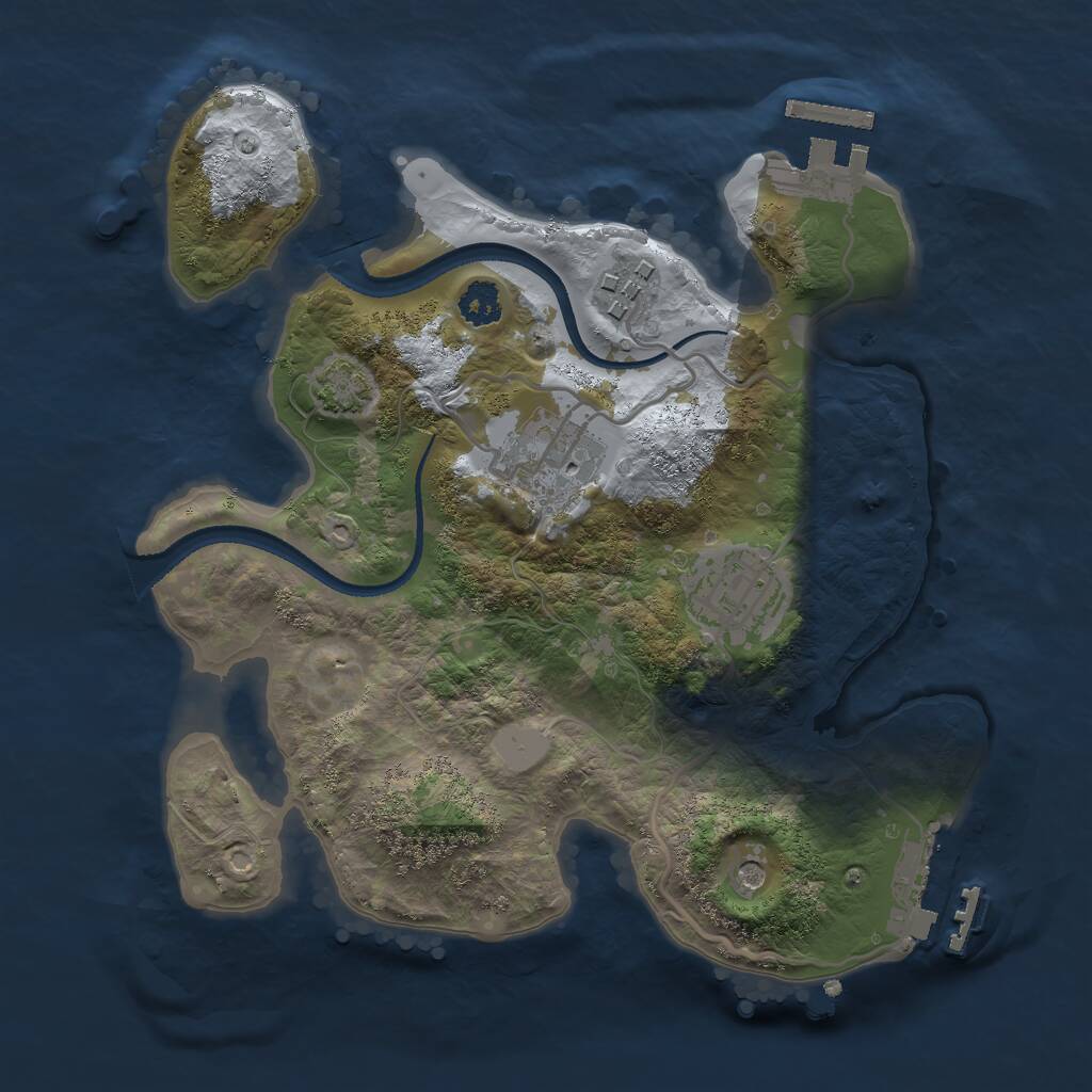 Rust Map: Procedural Map, Size: 2500, Seed: 1352463907, 8 Monuments