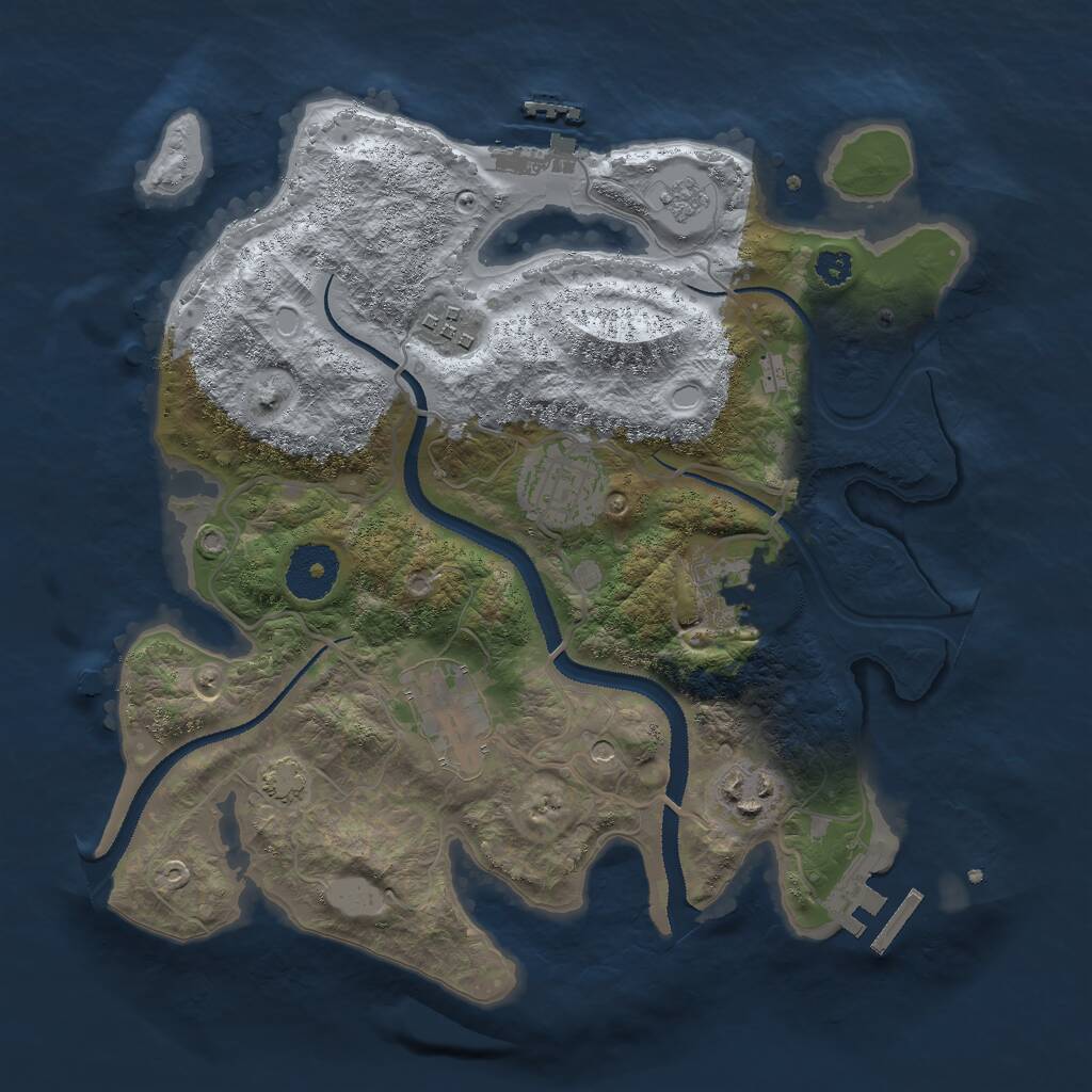 Rust Map: Procedural Map, Size: 3000, Seed: 2406785, 11 Monuments