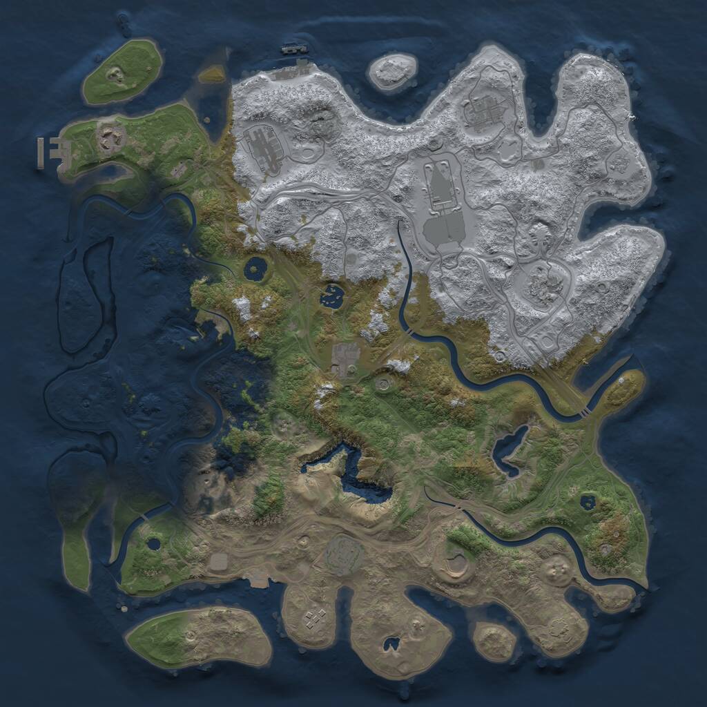 Rust Map: Procedural Map, Size: 4500, Seed: 483257, 17 Monuments