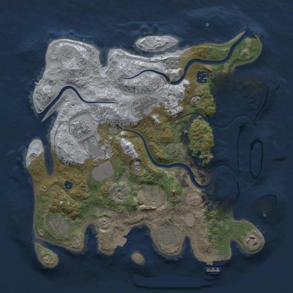 Rust Map: Procedural Map, Size: 3500, Seed: 1848390808, 14 Monuments