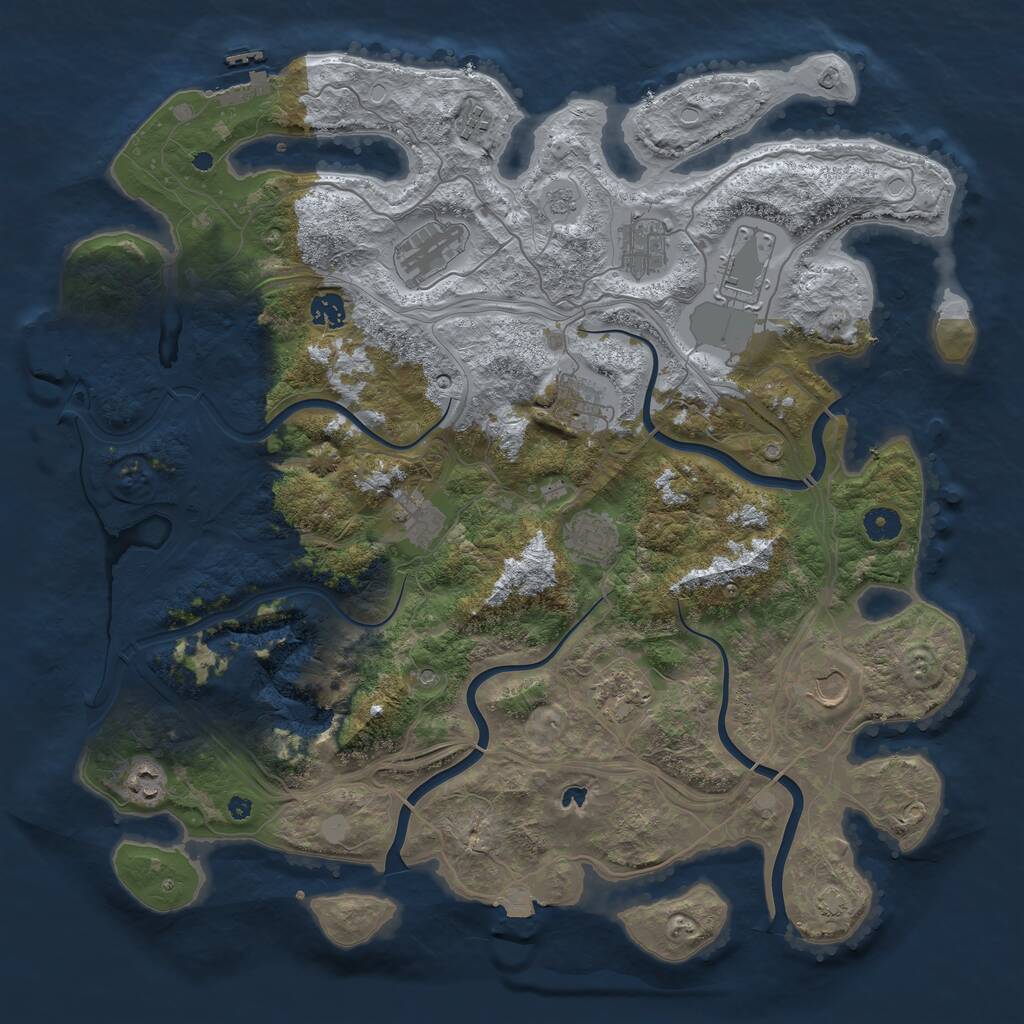 Rust Map: Procedural Map, Size: 4300, Seed: 233621104, 17 Monuments