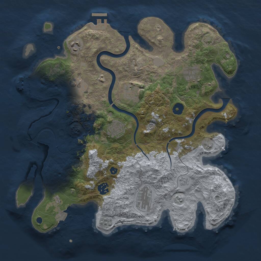 Rust Map: Procedural Map, Size: 3450, Seed: 1449047093, 14 Monuments