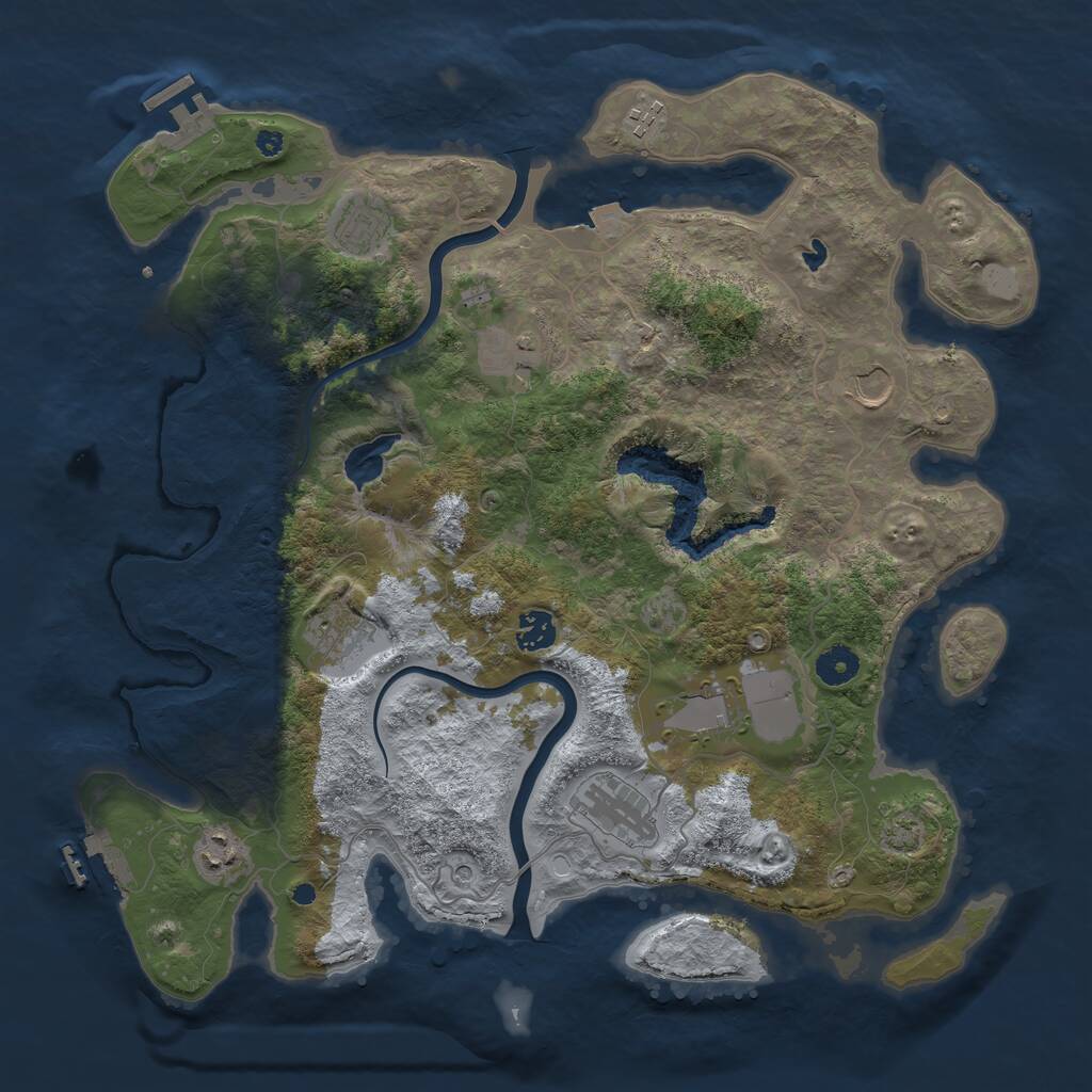Rust Map: Procedural Map, Size: 4000, Seed: 1288222507, 14 Monuments