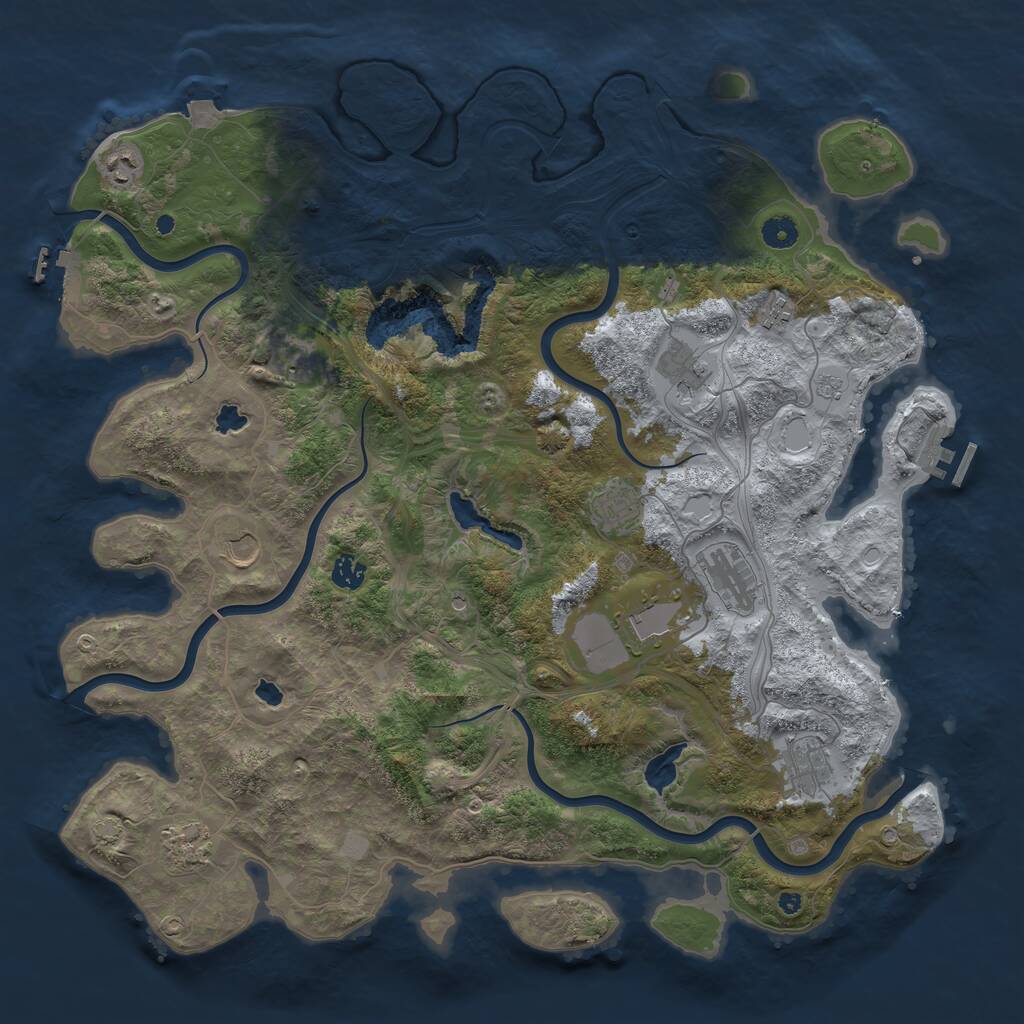 Rust Map: Procedural Map, Size: 4500, Seed: 2093573621, 17 Monuments