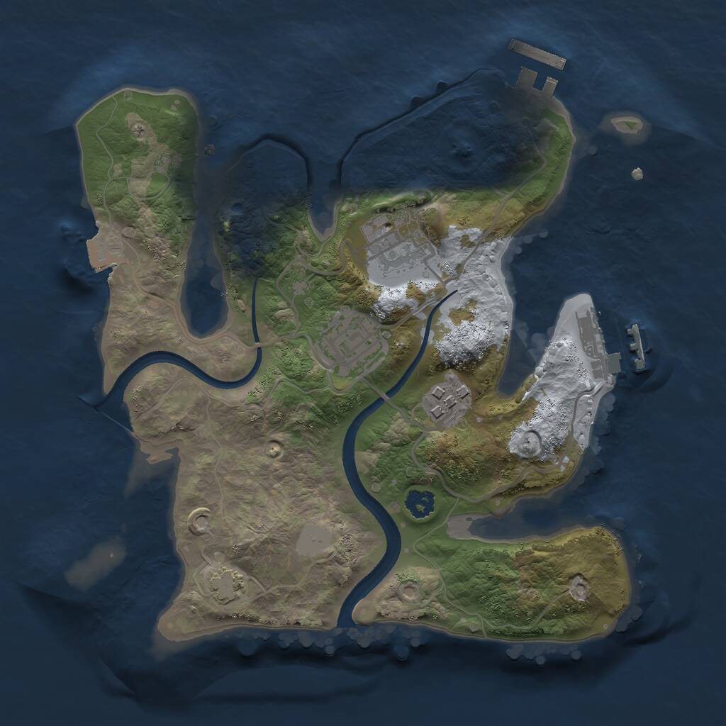 Rust Map: Procedural Map, Size: 2500, Seed: 1172746814, 7 Monuments