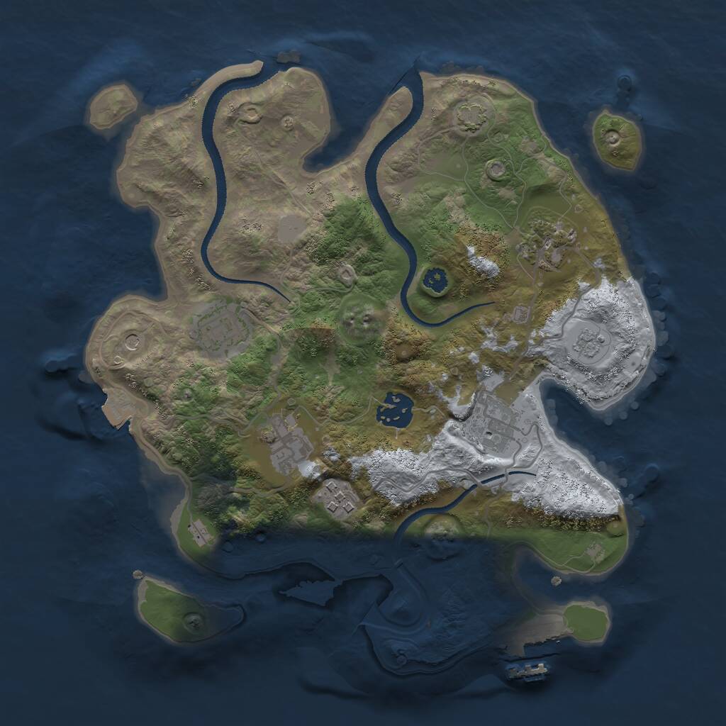Rust Map: Procedural Map, Size: 3000, Seed: 234456, 11 Monuments